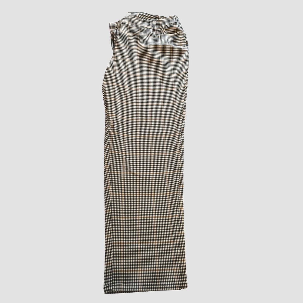 Talbots Plus 22W Plaid Straight Leg Pants Black Brown Check Side Zip New